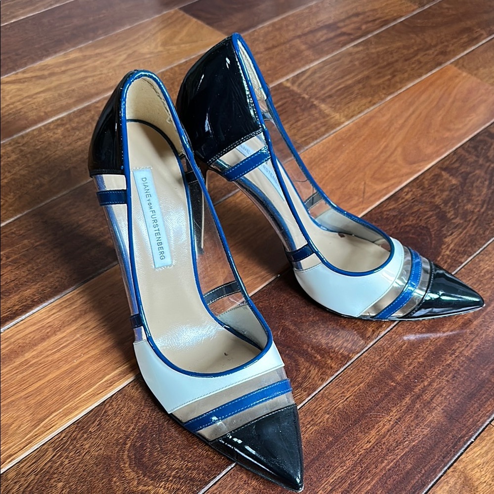 Diane von Furstenberg Black and Blue Women's Heels